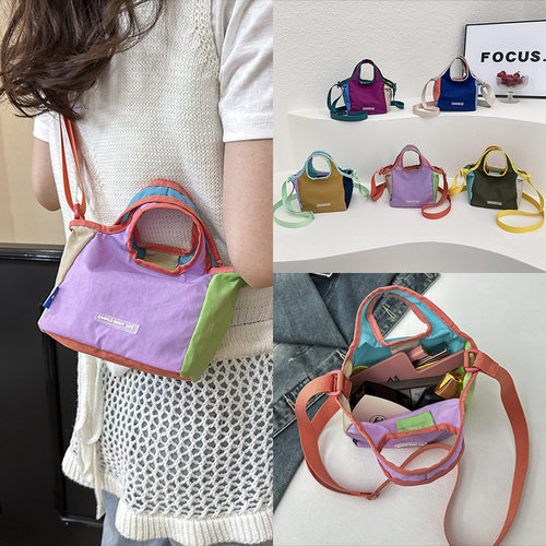 CAHMLO多巴胺拼色迷你手提包