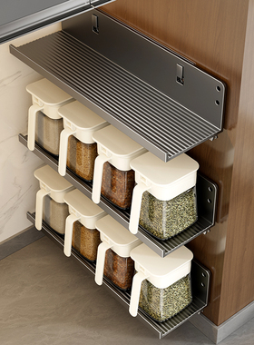 免打孔调味料架壁挂式20cm25长宽35小尺寸小型窄太空铝厨房置物架