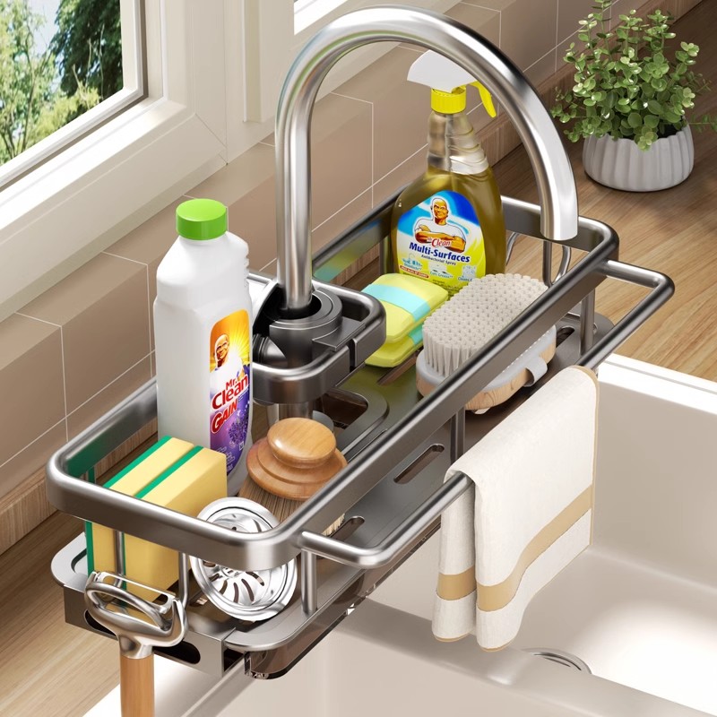 厨房水龙头置物架水槽洗碗洗菜池放抹布海绵多功能收纳沥水篮神器