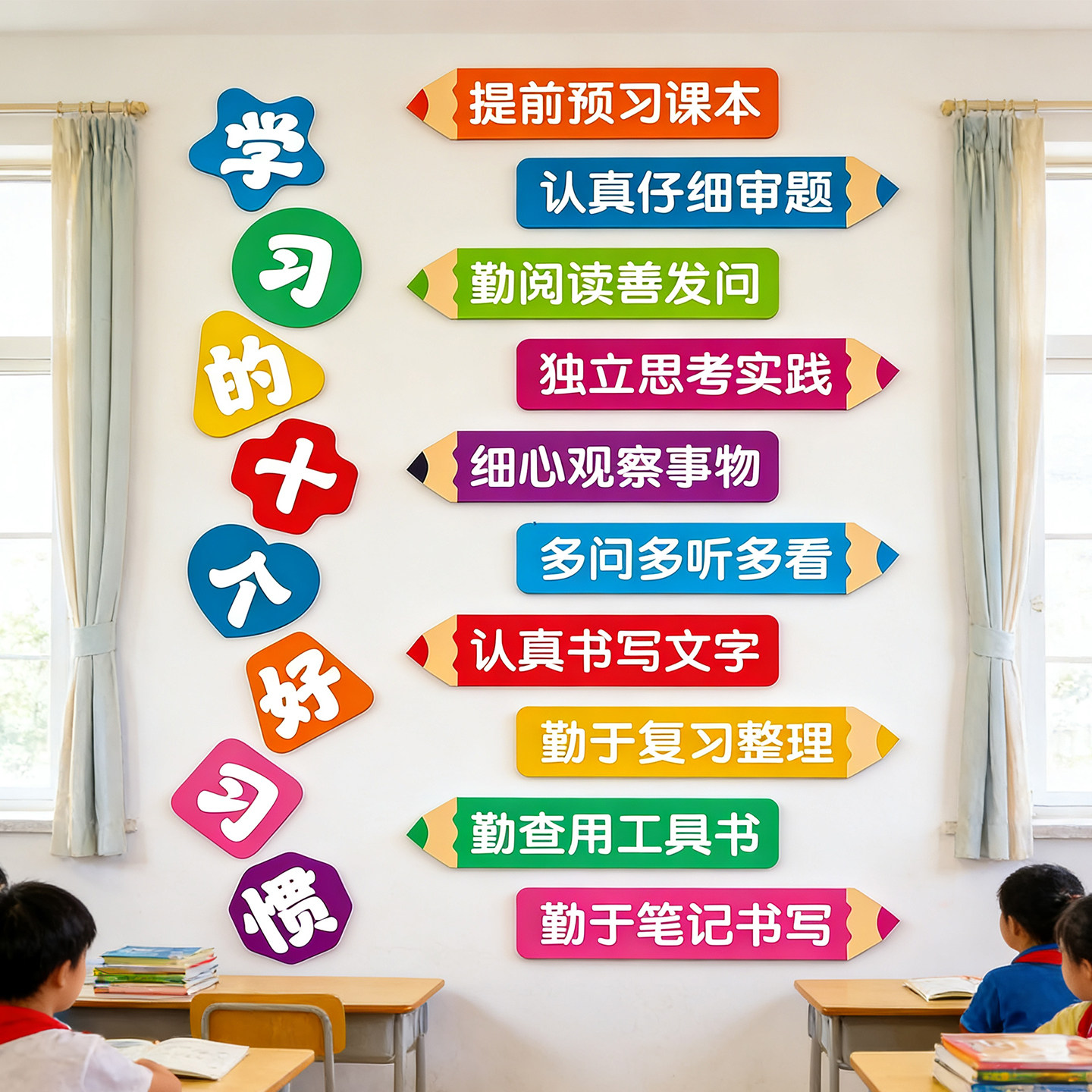 中小学学习目标好习惯班级公约文化班规教室板报氛围布置立体墙贴,家居饰品,软装墙贴,淘宝优惠券,粉丝福利购,淘宝优惠卷