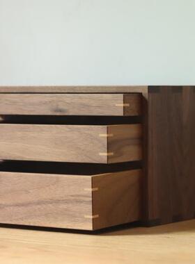 实木榫卯结构桌面小柜子三层抽屉【木爻Craft原创】