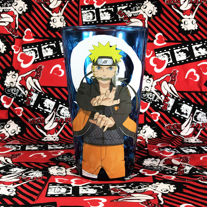 日本进口火影忍者漩涡鸣人蓝色钢化玻璃杯水杯礼物动漫周边潮