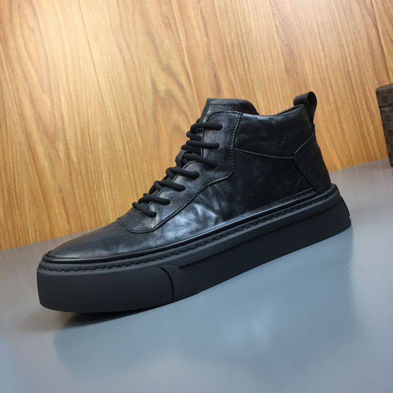 黑色高帮头层牛皮马丁靴男2025新款时尚厚底板鞋冬季加绒二棉鞋男