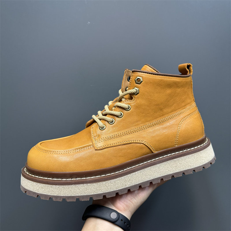 马皮高帮鞋2024秋冬马丁靴男加绒真皮复古工装靴休闲美式机车靴男