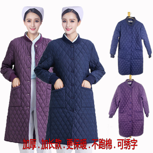 加长款护士棉女袄加厚开衫护士棉服医生工作服外套男棉衣急导诊服