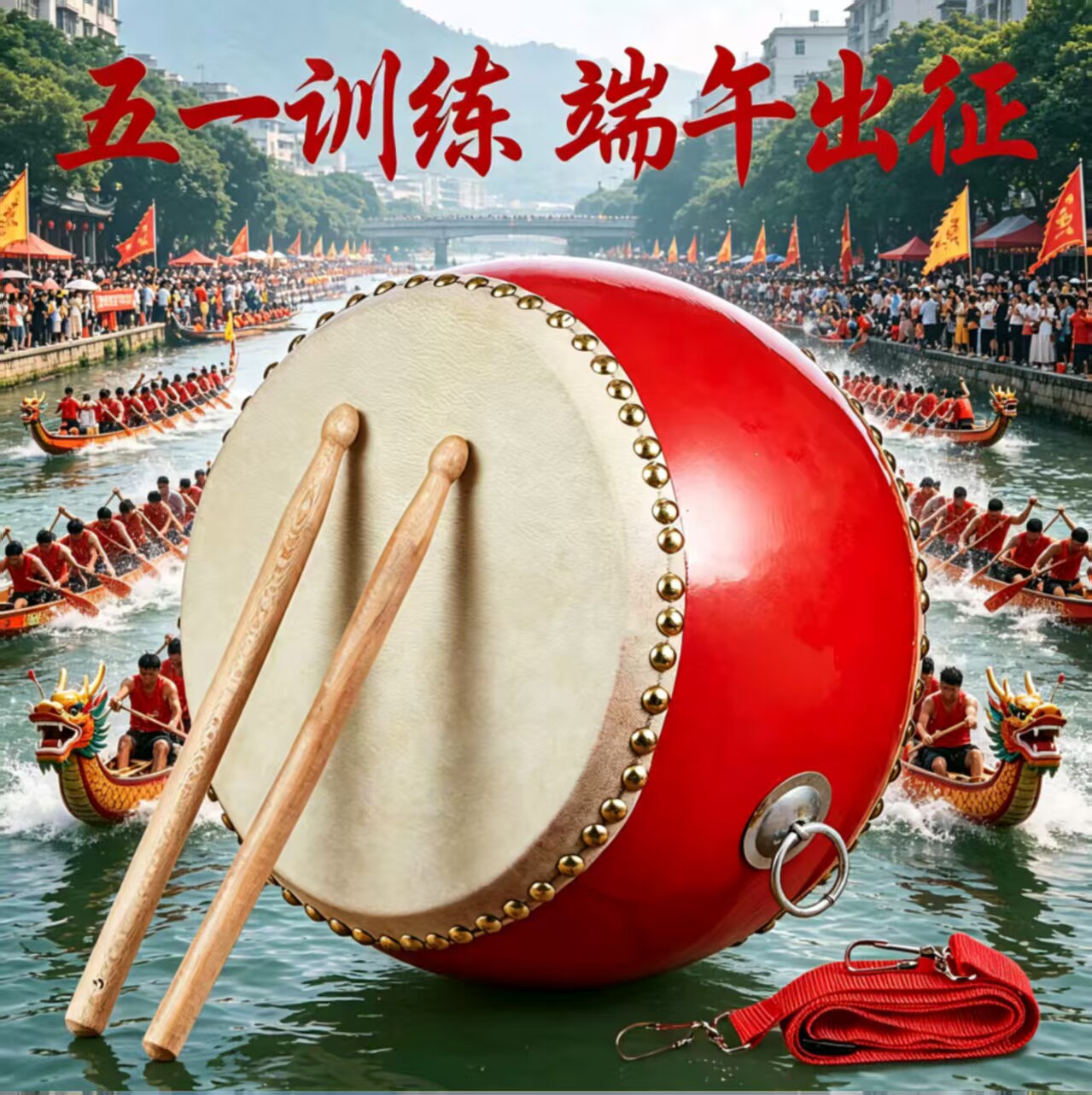 龙舟比赛专用牛皮大鼓 成人堂鼓耐打 天然 牛皮堂鼓训练 演出通用