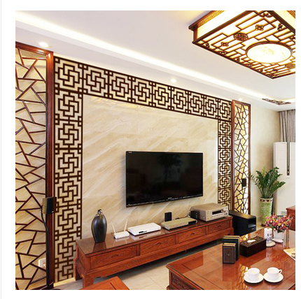 中国风墙贴纸客厅电视玻璃边框腰线沙发背景装饰贴画中式角线自粘图片