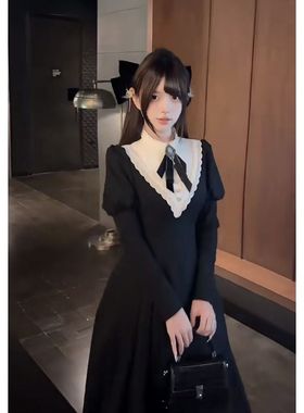 优雅大小姐 春夏新款法式赫本设计感宫廷风收腰lolita暗黑连衣裙