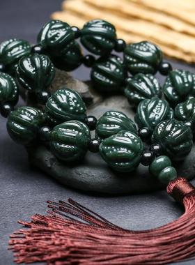 ：新疆和田玉核桃念珠文玩手链玉