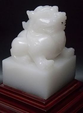 天然白玉貔貅印章摆件传国玉玺皮丘大印摆饰开业礼品书房篆刻印玺