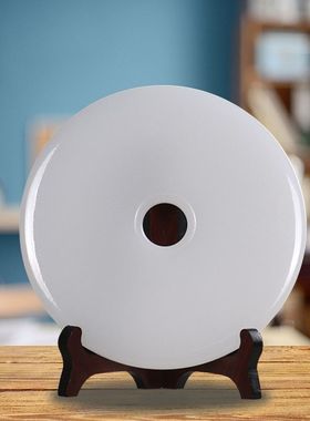 天然玉石阿富汗玉平安扣摆件客厅博古架玉盘新中式酒柜红酒架玄关