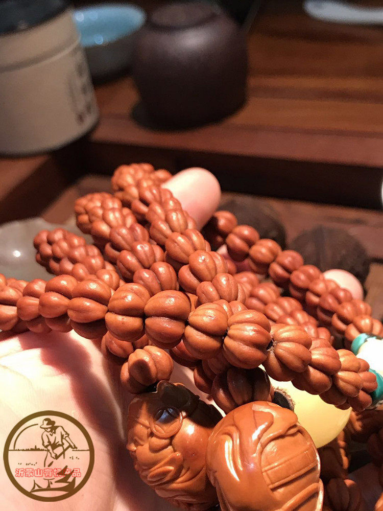 现货冷门文玩野生 精品长串108颗 五福籽 连体山楂核 山楂籽手串