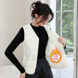 加绒加厚保暖v领坎肩百搭 背心修身 2025新款 秋冬羽绒棉马甲女短款
