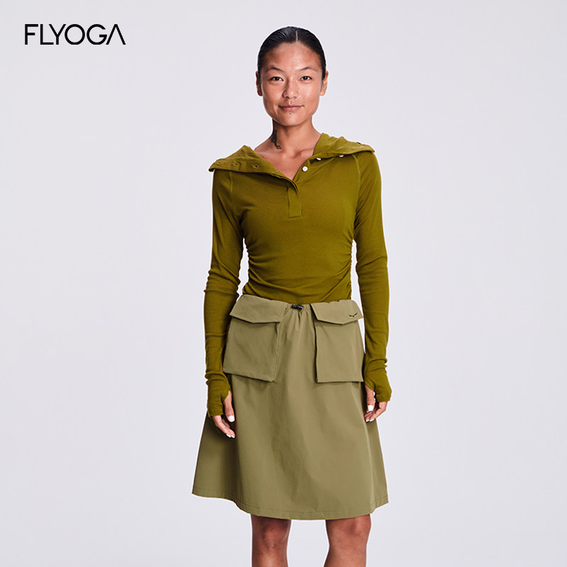 FLYOGA飞蓝瑜伽休闲风半身裙女夏季薄款A字裙松紧腰工装短裙53702