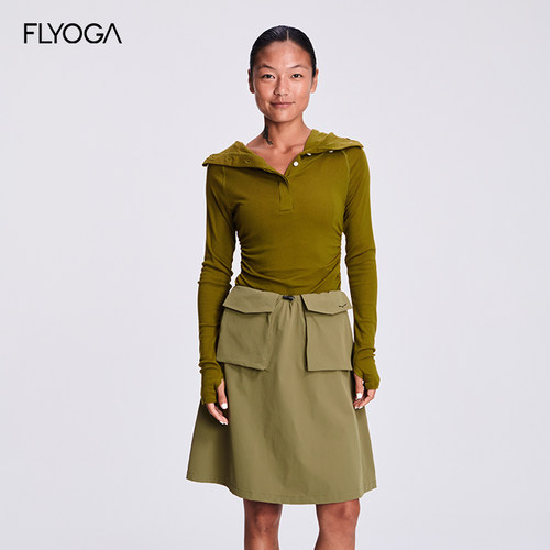 FLYOGA飞蓝瑜伽休闲风半身裙女夏季薄款A字裙松紧腰工装短裙53702