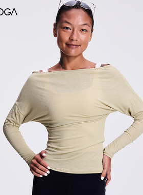 FLYOGA飞蓝长袖外搭基础舒适一字领罩衫T恤53528