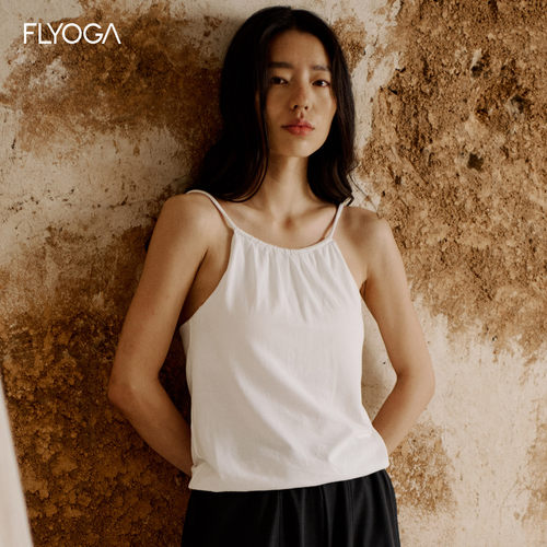 FLYOGA飞蓝瑜伽服云麻白色运动宽松吊带上衣普拉提绝美训练背心女