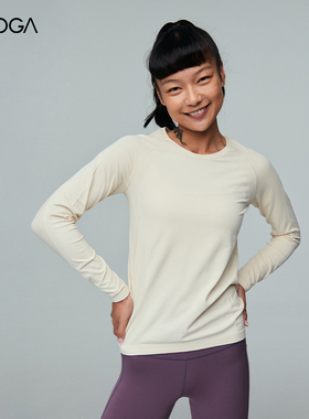 FLYOGA飞蓝瑜伽服女上衣专业运动t恤长袖跑步健身服秋冬长袖33401