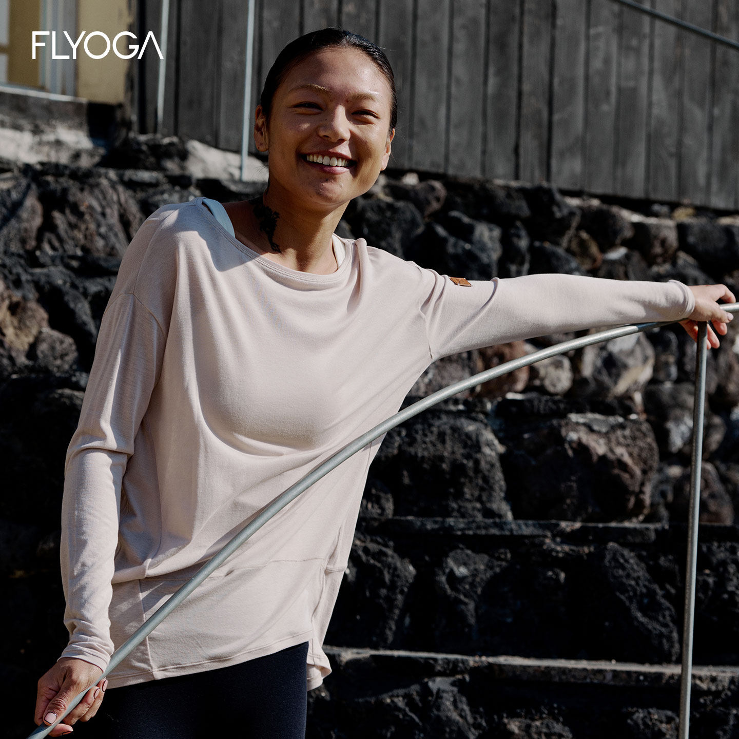 FLYOGA飞蓝瑜伽罩衫健身宽松普拉提运动长袖T恤外搭套头上衣女夏