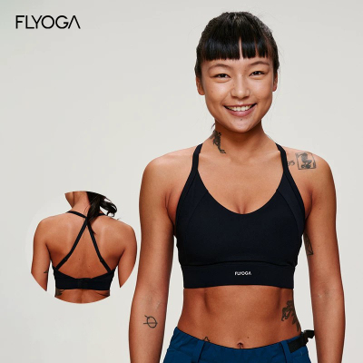 FLYOGA飞蓝瑜伽服带胸垫夏季普拉提健身美背黑色运动背心上衣女士