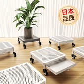 可移动花盆托盘带煞车万向轮盆栽接水盘铁艺加厚特大号正方形底座