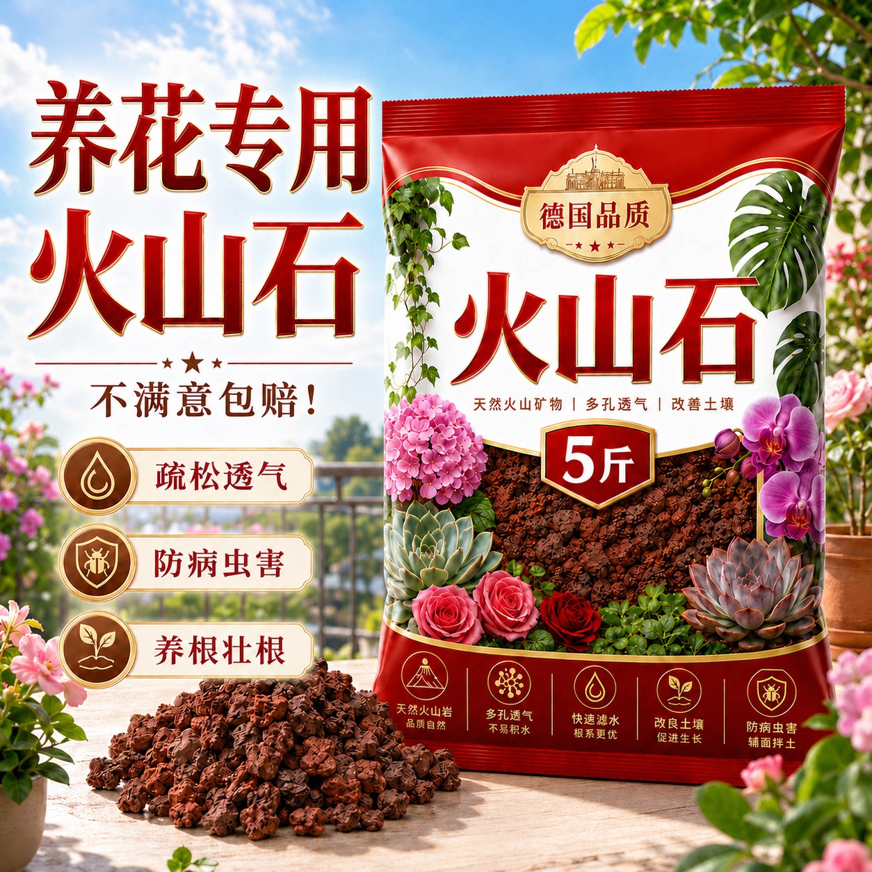 【德国品质】花卉专用火山石颗粒图片