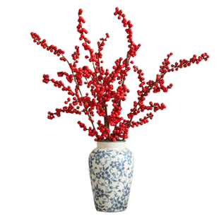 北美冬青红果果假花永生花花束仿真花摆设发财果摆件客厅室内装饰