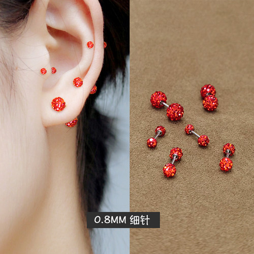 红色耳骨钉新款高级感耳环耳钉
