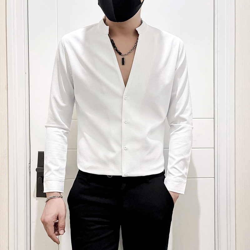 潮牌立领长袖韩系风抗皱透气寸衫