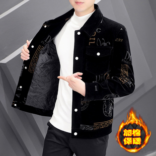 冬季 韩版 加厚短款 潮流加棉冬装 潮流翻领夹克上衣 外套2025新款 男士