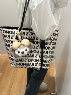 复古ins包包女高级感通勤学生上课大容量托特包帆布百搭单肩大包