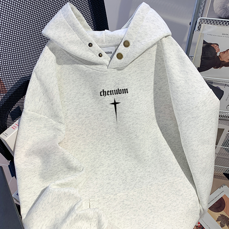 重磅潮牌四合扣连帽卫衣男秋冬新