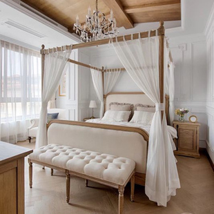 东南亚美式中式床幔酒店客栈床幔系带式床帘架子床帷幔公主床纱帐