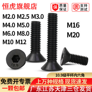 沉头内六角螺丝DIN7991加硬10.9级平杯螺钉GB70.3平头螺栓M2