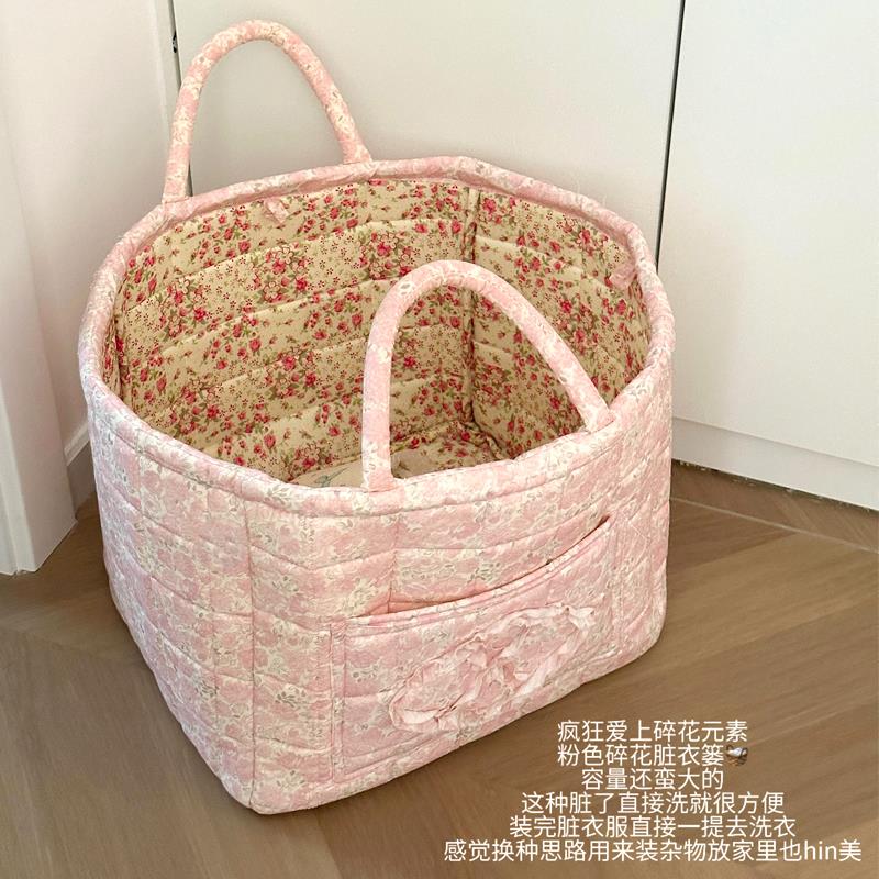 碎花脏衣服收纳筐高颜值脏衣篓家用可折叠大容量玩偶储物整理布艺