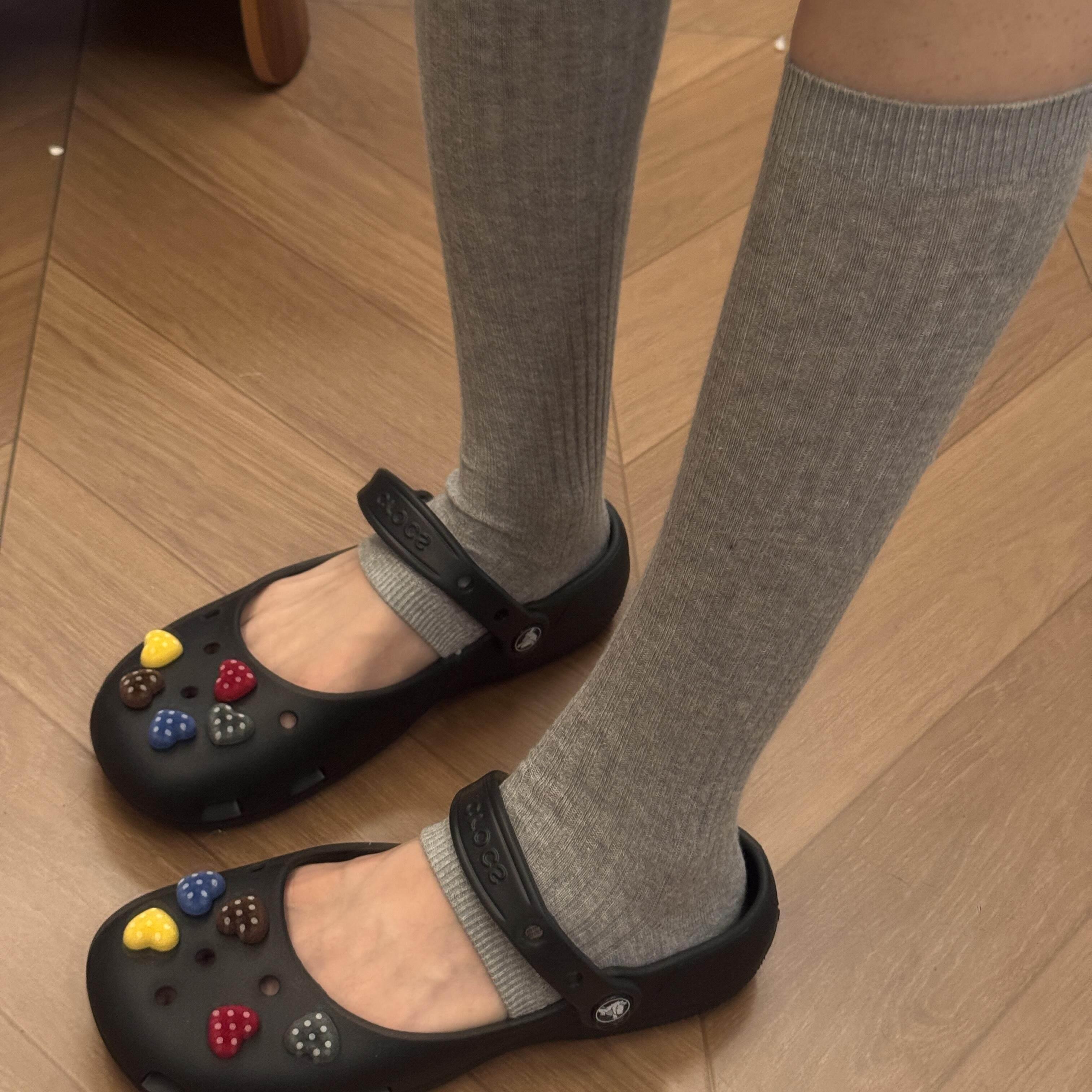 韩里韩气的洞洞鞋袜子女生春夏款半掌中筒腿套泡泡袜显腿长美腿袜