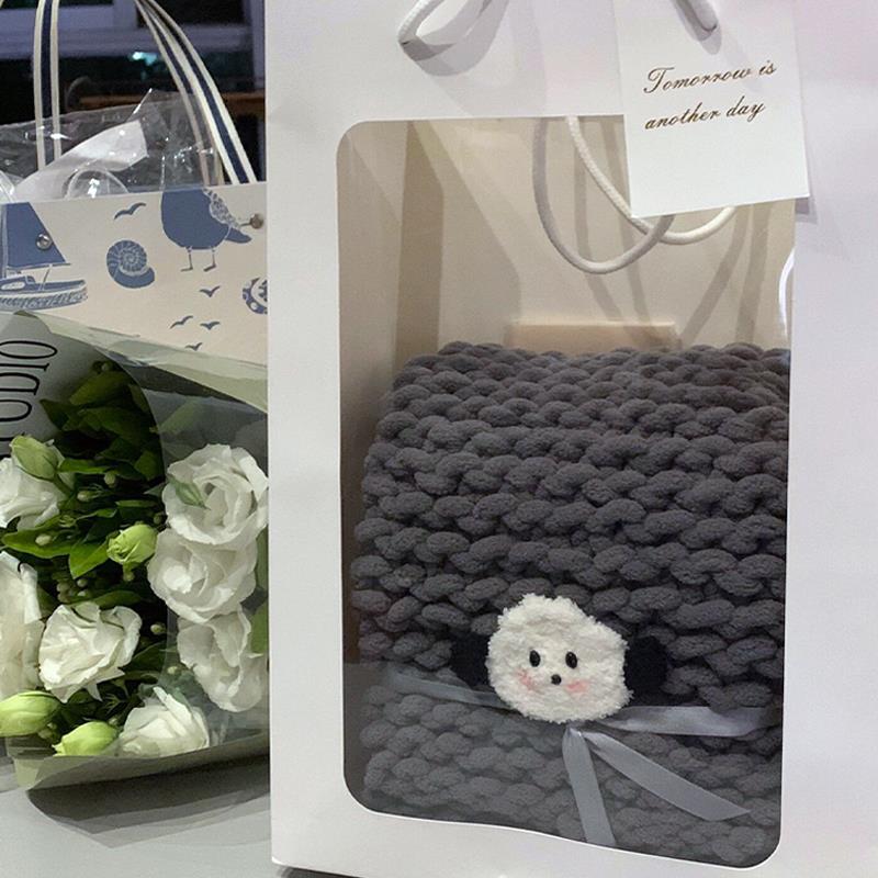 围巾手工diy毛线手织围脖手工编织送男朋友礼物成品毛线团冰条线