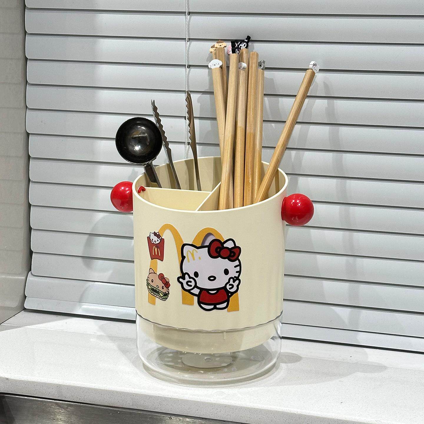 新家的100个快递 | 哈喽Kitty筷子收纳盒厨房家用餐具沥水筷子筒