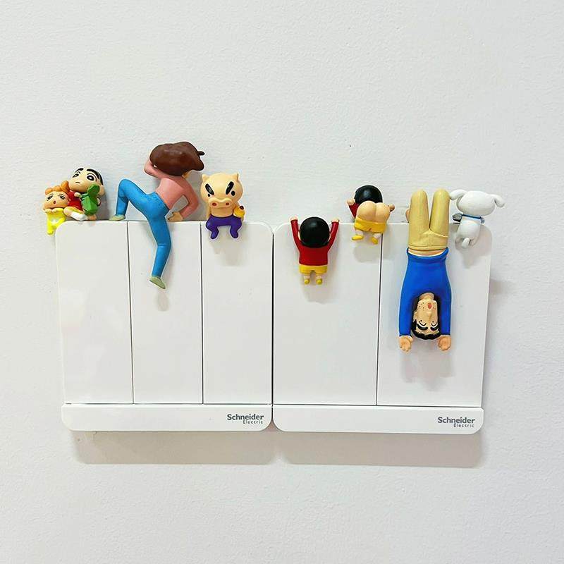 蜡笔小新装饰摆饰玄关可视门铃遮挡开关装饰品卡通墙贴遮丑神器