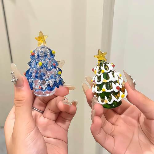淄博琉璃拉丝圣诞树圣诞装饰摆件桌面圣诞树场景布置创意圣诞礼物