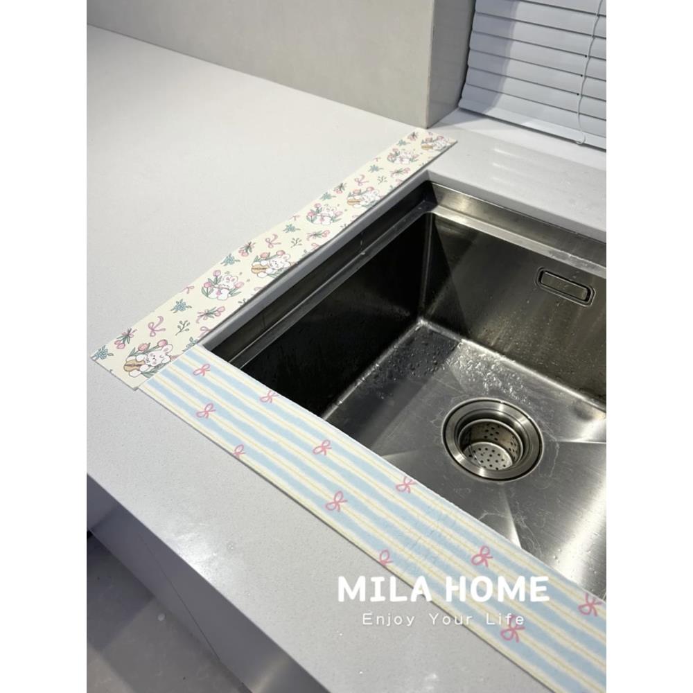 少女心水槽沥水垫洗碗洗菜防溅水长条木浆海绵居家厨房台面吸水垫