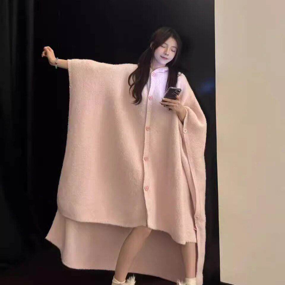 甜美少女斗篷披肩睡袍女款2025新款半边绒兔子耳朵睡袍加厚家居服