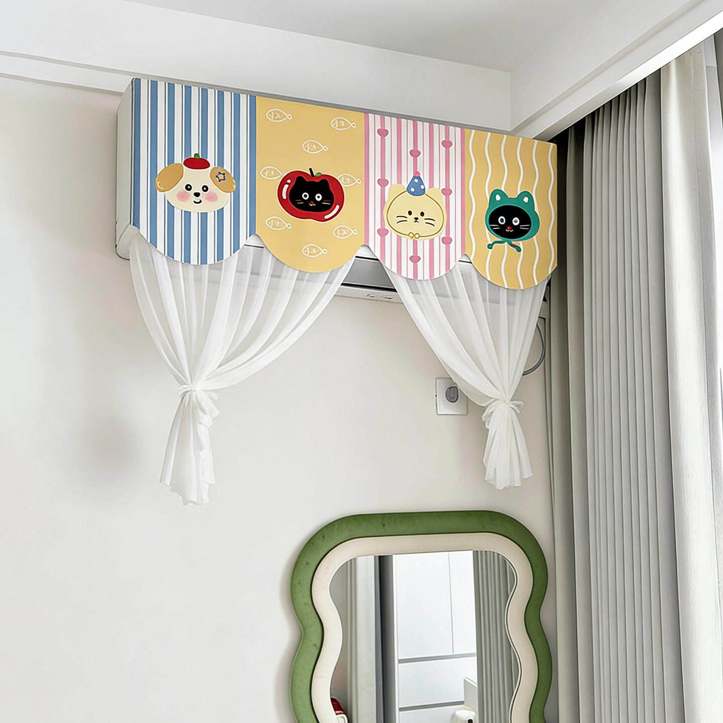 空调挡风帘防风防直吹家用卧室坐月子挡风罩高颜值防尘罩挡风板