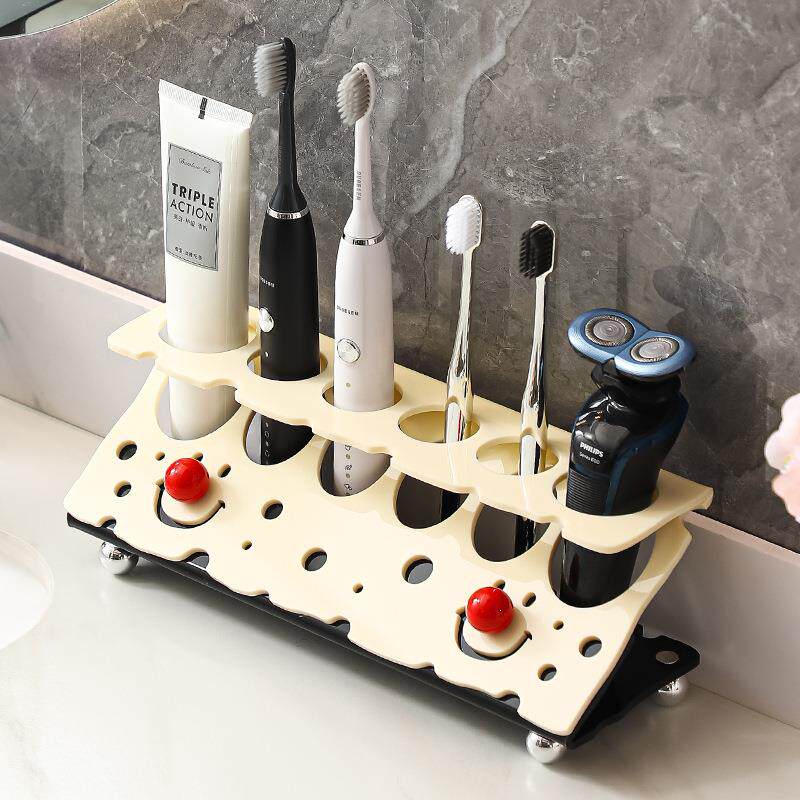 随沐化妆室电动牙刷置物架家用放牙膏漱口洗漱杯收纳轻奢卡通高档