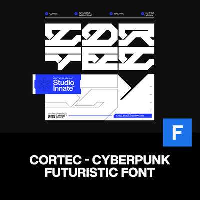 CORTEC未来科幻赛博朋克机能文创潮牌海报封面标题装饰英文字体包