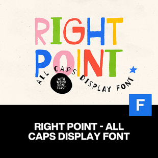 Right Point时尚艺术文创儿童广告海报画册封面标题手写英文字体