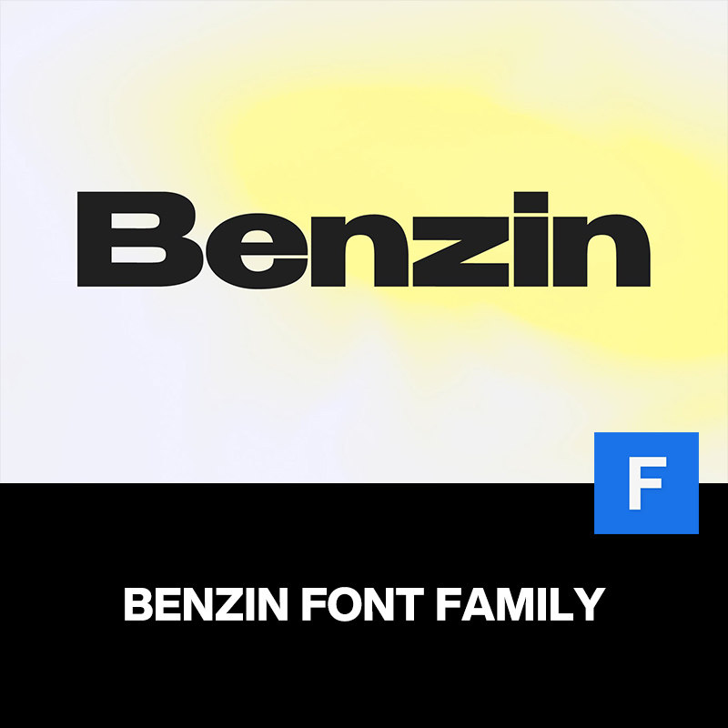 5款benzin现代简约时尚粗体字品牌logo海报标题无衬线字体家族