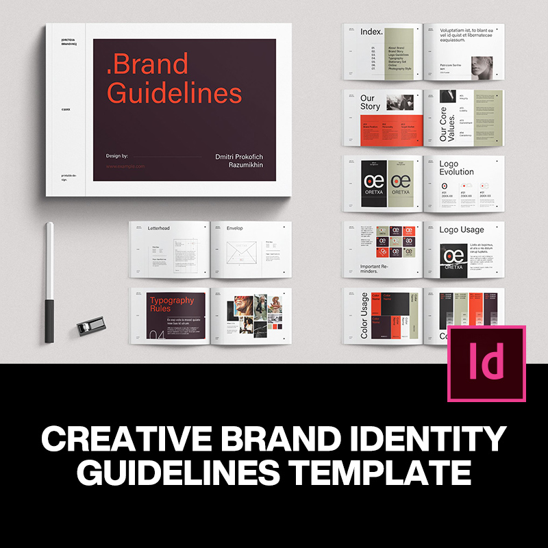 32页横版A4品牌形象定位配色VI规范指导手册排版设计ID版式模板