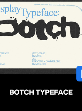 BOTCH潮流复古街头音乐海报封面标题毛笔手写液体艺术英文字体包