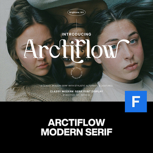 Arctiflow北欧时尚优雅经典花体字品牌logo海报杂志标题英文字体